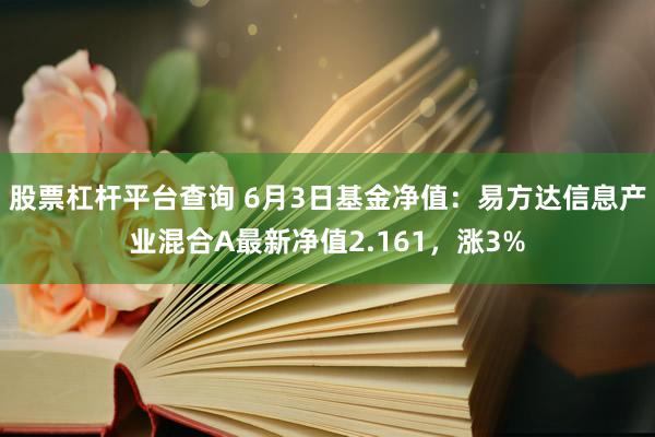 股票杠杆平台查询 6月3日基金净值：易方达信息产业混合A最新净值2.161，涨3%