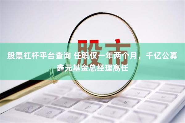 股票杠杆平台查询 任职仅一年两个月，千亿公募鑫元基金总经理离任